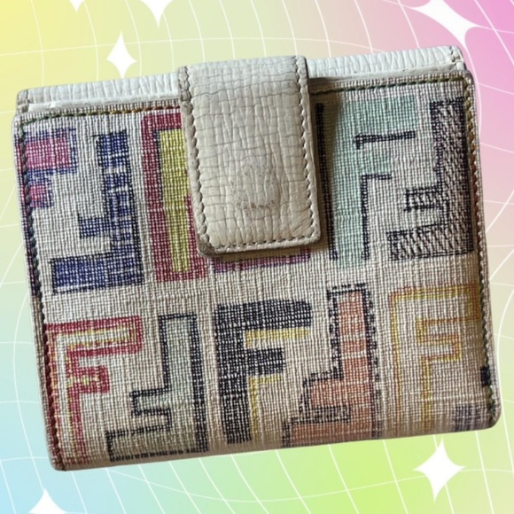 Fendi Handbags - Fendi Multicolor Canvas Logo Bifold Wallet - White Trim. Comes with a COA.